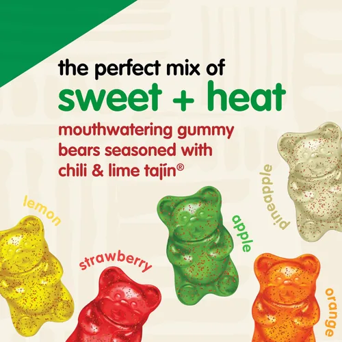 Miniatura 4 de Snak Club Tajin Ositos Gomosos, Gomitas de Dulce de Frutas Surtidas con Condimento de Chile y Lima, Suaves, Aperitivos Sin Gluten y Veganos, Bolsa