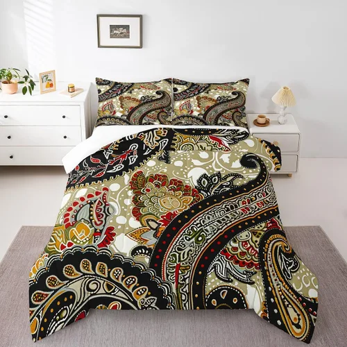 Miniatura 51 de Erosebridal - Juego de ropa de cama damascada negra para adultos, conjunto de edredón victoriano antiguo estilo barroco, tamaño queen, edredón Multi