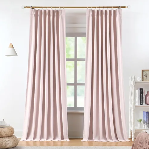 Miniatura 34 de Vision Home Cortinas marrones con pliegues pinzados de bloqueo total, cortinas de ventana de lino mezclado para oscurecimiento de la habitación, 95