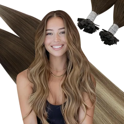 Miniatura 25 de Ugeat - Extensiones de cabello humano con microanillo, 14 pulgadas, extensiones de cabello Remy con microcuentas de 1 gm/hebra, 50 gms, extensiones