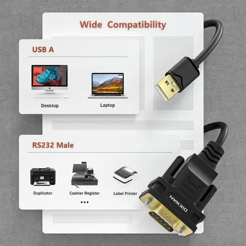 Miniatura 5 de Cable USB a RS232 Serie DB9 Macho, Pack de 2