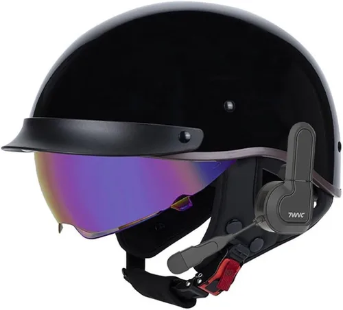 Miniatura 6 de Casco de motocicleta con Bluetooth, estilo alemán, casco abierto, aprobado por DOT, micrófono con altavoz integrado con visera retráctil