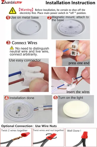 Miniatura 8 de Kit de luz de anillo de ventilador de techo de montaje empotrado LED de 24 W, panel de motor de luz LED de reajuste, 3 CCT: 3000K 4500K 6000K
