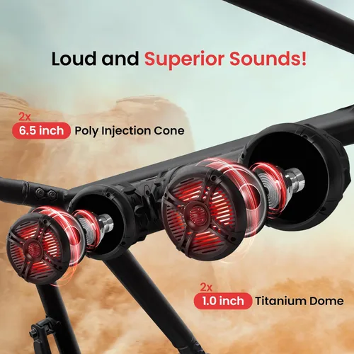 Miniatura 8 de Altavoces Bluetooth Pyle 800 Vatios Sistema de Sonido Amplificado de 6.5 Pulgadas con Luces LED Multicolor, Altavoces Inalámbricos Bluetooth Marinos