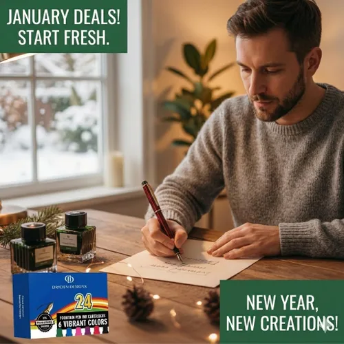 Miniatura 2 de Pluma estilográfica Dryden Luxury, clásica y moderna, de colección ejecutiva y vintage, idea de regalo de negocios y para la caligrafía, Azul Azul