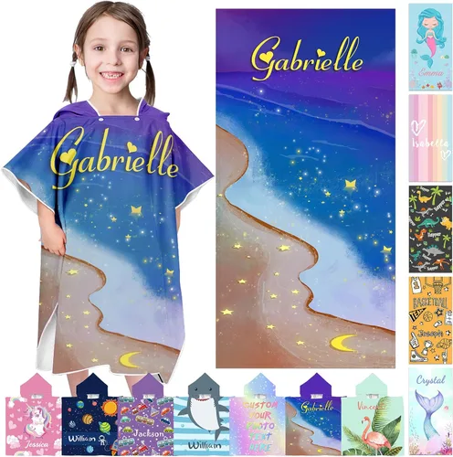 Miniatura 33 de Toallas de playa personalizadas para niños, toallas de playa personalizadas con nombres, regalos personalizados para niños pequeños, niñas