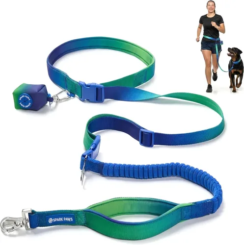 Miniatura 8 de Spark Paws - Correa de perro manos libres, correa elástica para la cintura que absorbe los golpes para correr, clip para cinturón de seguridad