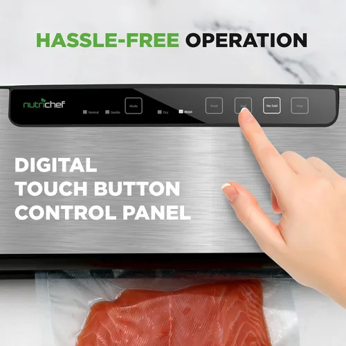 Miniatura 4 de Máquina selladora al vacío de alimentos NutriChef, sistema de sellado de aire automático de acero inoxidable para alimentos secos/húmedos, controles