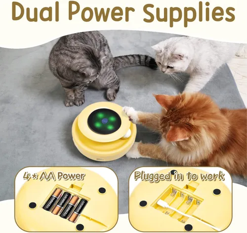 Miniatura 6 de ORSDA Juguetes interactivos 2 en 1 para gatos de interior, bolas de juguete automáticas para gatos, juguetes de plumas emboscadas con 6 plumas