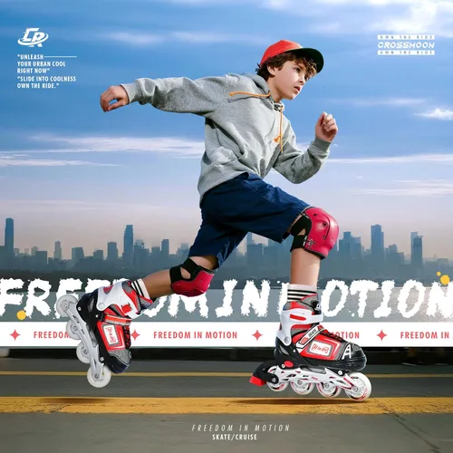 Miniatura 2 de Patines en línea ajustables para niños, adolescentes y adultos - Rodamientos ABEC-7, ruedas de poliuretano, ajuste cómodo, para patinaje en Rojo