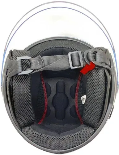 Miniatura 6 de Casco con cara descubierta para motocicleta Scooter, con visor DOT práctico que se puede levantar, M, Negro mate