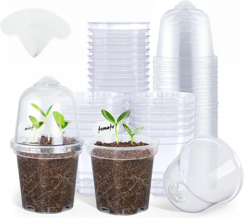 Miniatura 18 de homenote Macetas de vivero, paquete de 30, maceta de 3/4/5 pulgadas para plantar, macetas transparentes para plantas, plántulas de plástico
