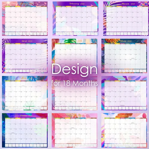 Miniatura 5 de Gannyfer Calendario de escritorio 2026-18 meses, calendario de escritorio grande, para usar ahora hasta diciembre de 2026, calendario de escritorio