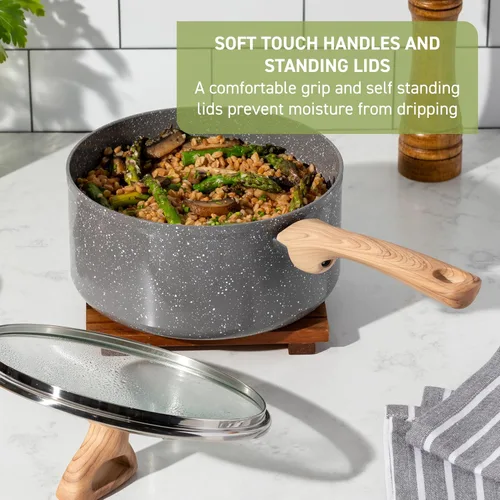 Miniatura 5 de T-Fal Revive Sartén Antiadherente de Cerámica de 12 Pulgadas para Freír, Apta para Horno hasta 350°F, Mango que se Mantiene Frío, Granito Gris