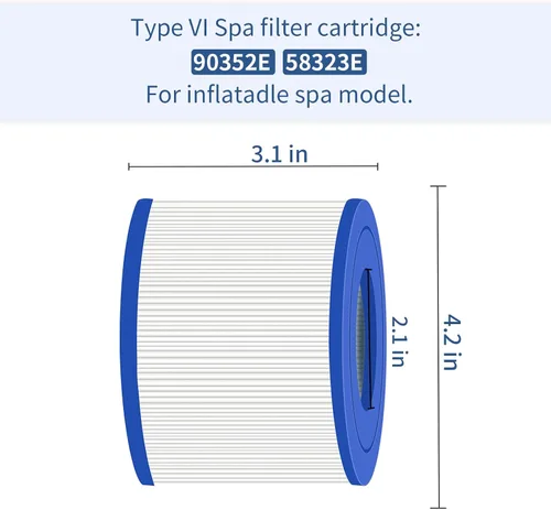 Miniatura 2 de Hrozny Filtro de spa tipo VI y cartucho de repuesto de filtro de bañera de hidromasaje para filtros inflables de bañera de hidromasaje (paquete de 4)