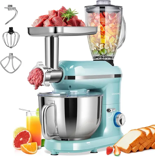 Miniatura 18 de VIVOHOME Mezclador de pie multifuncional 9 en 1 con fermentación, mezclador eléctrico de cocina de 6 velocidades y 7 cuartos con temporizador, Rojo
