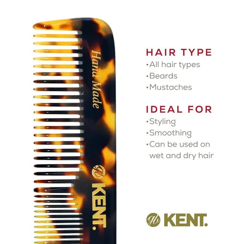 Miniatura 6 de Kent OT Tokyo Amarillo Peine de Bolsillo de Dientes Finos y Anchos - Peine de Cabello Hecho a Mano para Hombres, Mujeres y Niños, Peine de Bolsillo