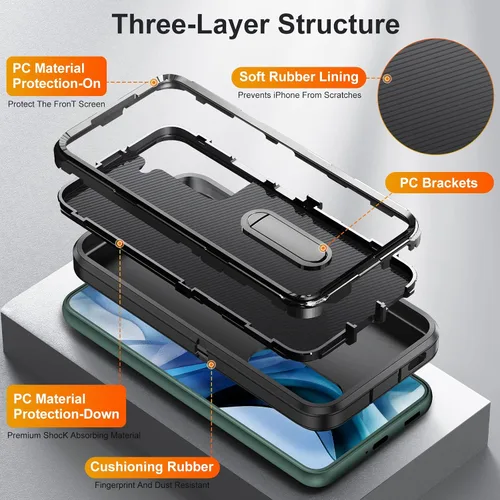 Miniatura 9 de IDweel Funda para Galaxy S22, para Galaxy S22 con soporte, protección resistente a prueba de golpes, antiarañazos, funda dura de estudio para Galaxy