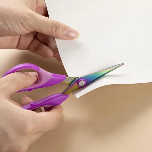 Miniatura 7 de 3 tijeras moradas para manualidades, tijeras de sastre afiladas, cuchillas de titanio, tijeras de goma de agarre suave, tijeras de tela multiusos