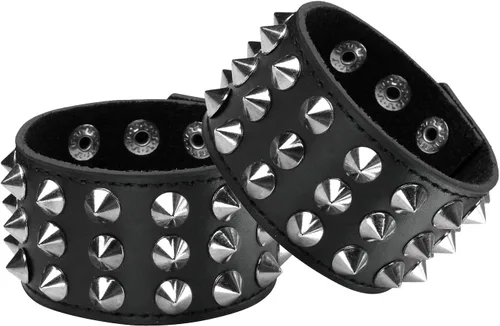 Miniatura 4 de Eigso Pulsera de cuero punk para hombres y mujeres, estilo retro, vintage, remache, pulsera ajustable