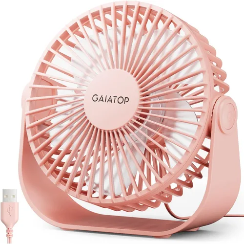 Miniatura 10 de Gaiatop Ventilador de escritorio USB, flujo de aire fuerte de 3 velocidades, portátil de 5.5 pulgadas, rotación de 90°, refrigeración silenciosa