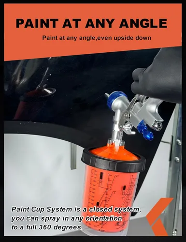 Miniatura 5 de KREFINISH Rociador de pintura desechable para mezclar vasos y sistema de tapa para pistola de pulverización HVLP, kit de pistola de pintura de coche