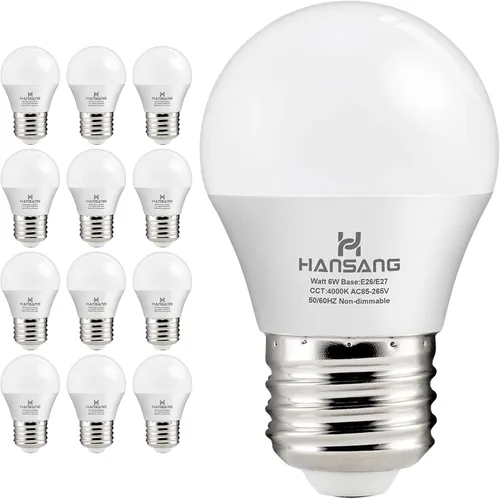 Miniatura 13 de Bombilla LED E26, luz blanca cálida de 2700 K, bombillas pequeñas equivalentes a 60 W, bombilla E26 para ventilador de techo, forma A15, 600 lm 120