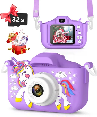Juguetes de cámara para niños de 3 a 12 años, cámara de unicornio para niñas, regalos de Navidad y cumpleaños para niñas, cámara de video digital