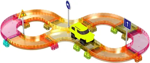 Miniatura 8 de PicassoTiles Carrera de coches de pista magnética azulejos magnéticos juguete de viaje sensorial azulejos juguetes para niños pequeños STEM