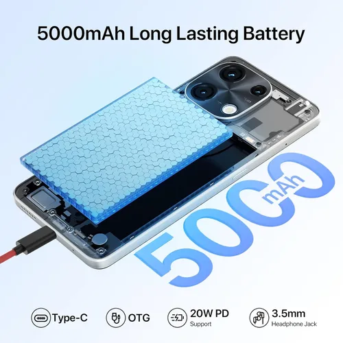 Miniatura 5 de UMIDIGI Note 100 Teléfono, NFC Dual SIM desbloqueado, 12 (6+6) GB+128 GB Expandir 1TB Android 14 teléfonos, pantalla HD de 6.8 pulgadas + 120 Hz