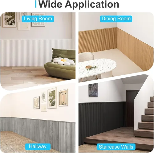 Miniatura 5 de Art3d Paneles de revestimiento de madera, tablero de pared de poliestireno con cuentas para decoración de pared interior, 79.3 pulgadas de ancho x