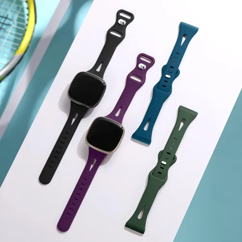 Miniatura 3 de Ouwegaga Compatible con Correas de Fitbit Versa 4 para Mujer/Sense 2/Sense/Versa 3 Correas para Hombre, Correa Deportiva Delgada de Silicona Suave