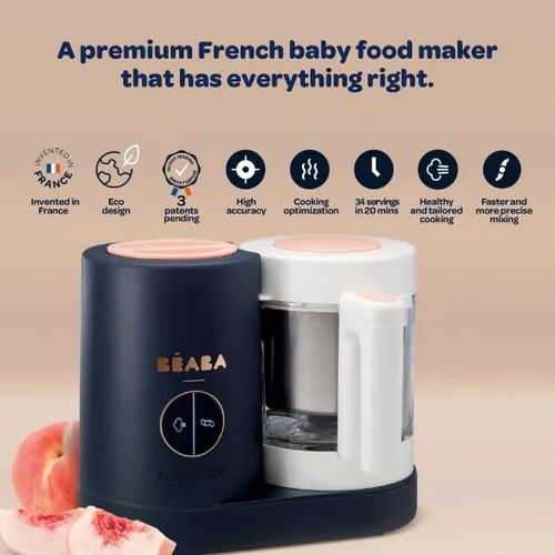 Miniatura 2 de BEABA Babycook Neo - Fabricante de alimentos para bebés Vidrio no tóxico y acero inoxidable Confiado por mamás famosas Procesador de alimentos