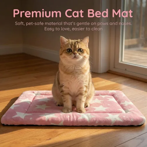 Miniatura 8 de Tapete de cama para gatos y perros, tapete reversible para jaula de perro, suave y transpirable, cama duradera para perros y gatos extra pequeños