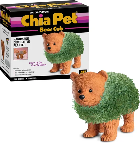 Chia Pet Bear Cub con paquete de semillas, maceta decorativa de cerámica, fácil de hacer y divertido de cultivar, regalo novedoso, perfecto para