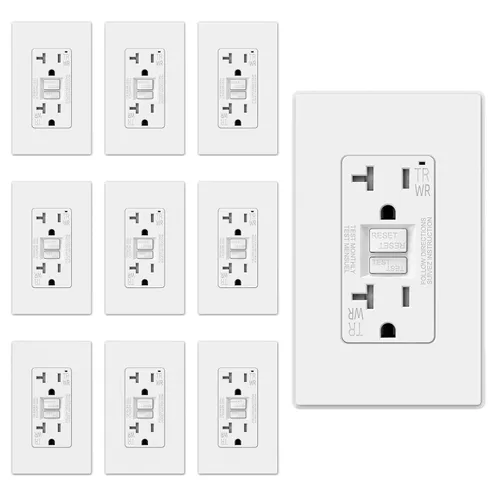 Miniatura 15 de ELEGRP Salida GFCI para Exteriores, Receptáculo GFI Eléctrico de Autoprueba de 15 Amperios con Diseño Más Delgado, Receptáculo GFCI Resistente a
