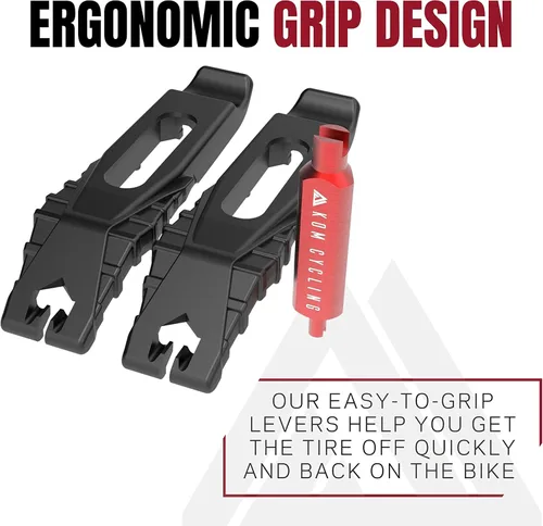Miniatura 3 de KOM Cycling Presta - Herramienta de extracción de núcleo de válvula sin cámara. Juego de palancas de neumáticos de bicicleta que incluye un
