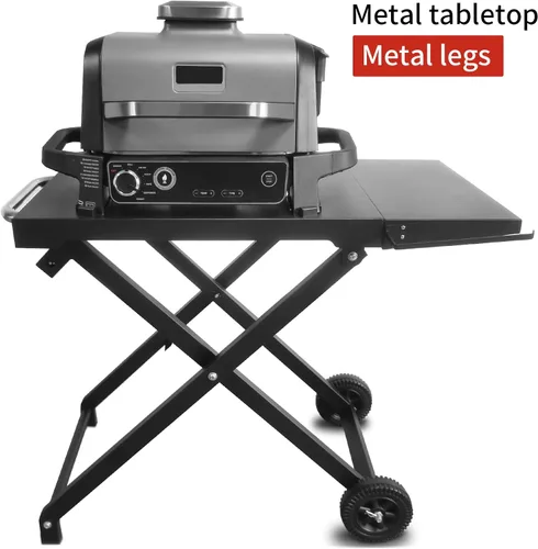 Miniatura 2 de BSARTE Soporte plegable de metal para parrilla Ninja Outdoor XSKSTAND para Woodfire OG701 OG751 (Serie OG700) con estante lateral, soporte