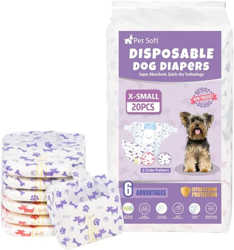 Pet Soft Pañales desechables para perras – Pañales desechables para perritos con indicador de humedad, pañal para cachorros y gatos, súper