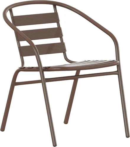 Miniatura 6 de Flash Furniture Sillas apilables de aluminio para restaurante al aire libre, modernas sillas apilables para patio, juego de 4, color negro