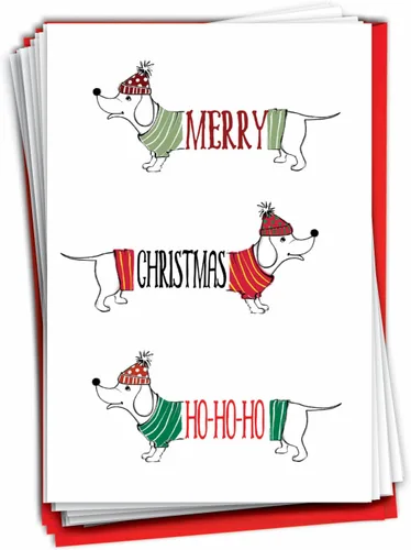 Miniatura 10 de NobleWorks Paquete a granel de 36 tarjetas de felicitación divertidas de Navidad con sobres, tarjetas divertidas en caja para perros y mujeres