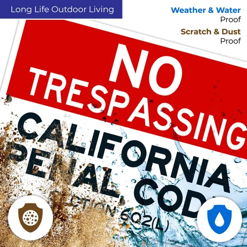 Miniatura 5 de Señal de California No Trespassing, sección 602 de código penal, 10 x 7 pulgadas, aluminio 040 libre de óxido, resistente a la decoloración