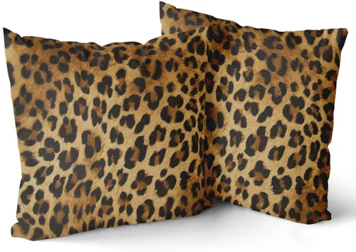 Miniatura 32 de Funda de almohada marrón con estampado de leopardo - 2 piezas Funda de almohada de guepardo de 16x16 pulgadas Fundas de almohada de algodón