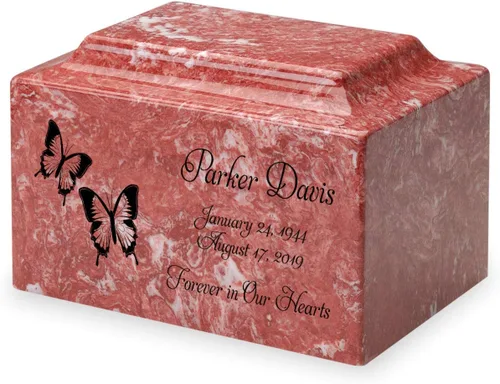 Miniatura 16 de Sea Holly Green Butterflies - Urna de cremación - Memorial personalizado - Urna clásica de mármol cultivado estilo bóveda - Capacidad de 210 Verde