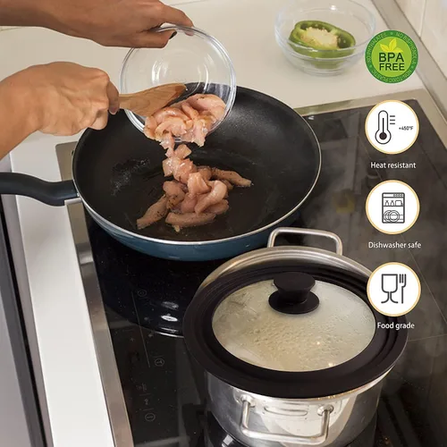 Miniatura 6 de Ydeapi Paquete de 2 tapas universales: tapas de silicona para ollas y sartenes, se adapta a utensilios de cocina de 7.5, 8.5, 9.5 y 10, 11 y 12