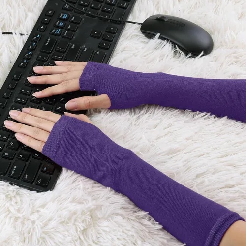 Miniatura 29 de Allegra K Calentadores de brazo sin dedos unisex de moda clásica