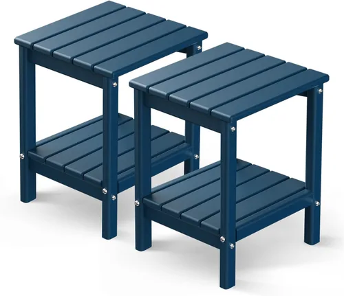 Miniatura 11 de GREENVINES Adirondack - Mesa lateral para exteriores 14 x 13 pulgadas Plástico HDPE Todo clima Aqua Mesas auxiliares exteriores Estante