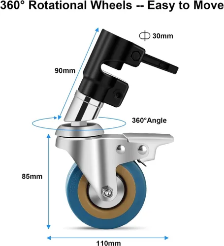 Miniatura 3 de Soporte C resistente de 11.3 pies/135.8 in, soporte de luz ajustable Century con brazo de brazo de sujeción de 4.2 pies, ruedas para estudio