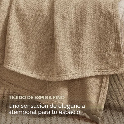Miniatura 3 de Bedsure - Manta 100% algodón tamaño king para cama, transpirable y ligera, suave y acogedora, con textura de espiga para verano, color tostado, 180
