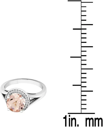 Miniatura 49 de Dazzlingrock Collection Anillo de compromiso redondo de 0.276 in con halo de diamante blanco y vástago dividido para ella en oro macizo de 14